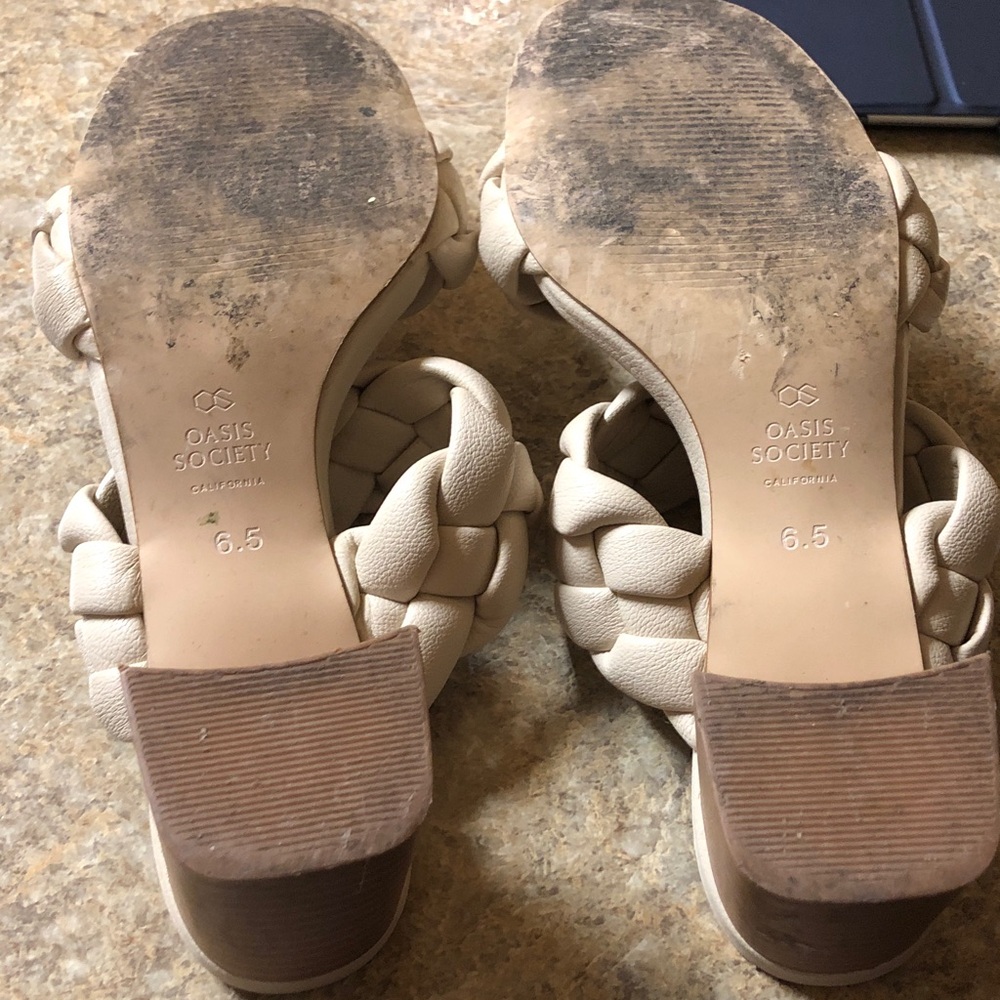 Oasis Braided Double-Strap Slide Mules - Cream - Picture 5 of 6